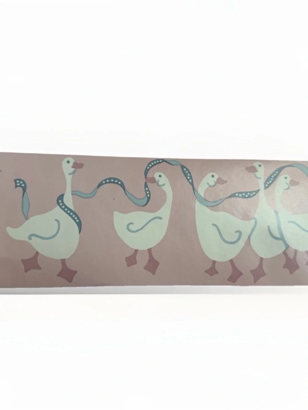 VTG NOS 80s Plaid Design Edge Ribboned Geese Wallpaper Border Lot of 4 Pink